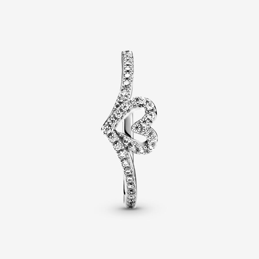 925 Sterling Silver Heart Zircon Sparkling Ring