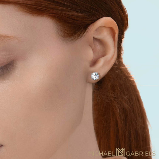 2 Carat Total Weight Round Lab Grown Diamond Stud Earrings (IGI Certified F VS1)
