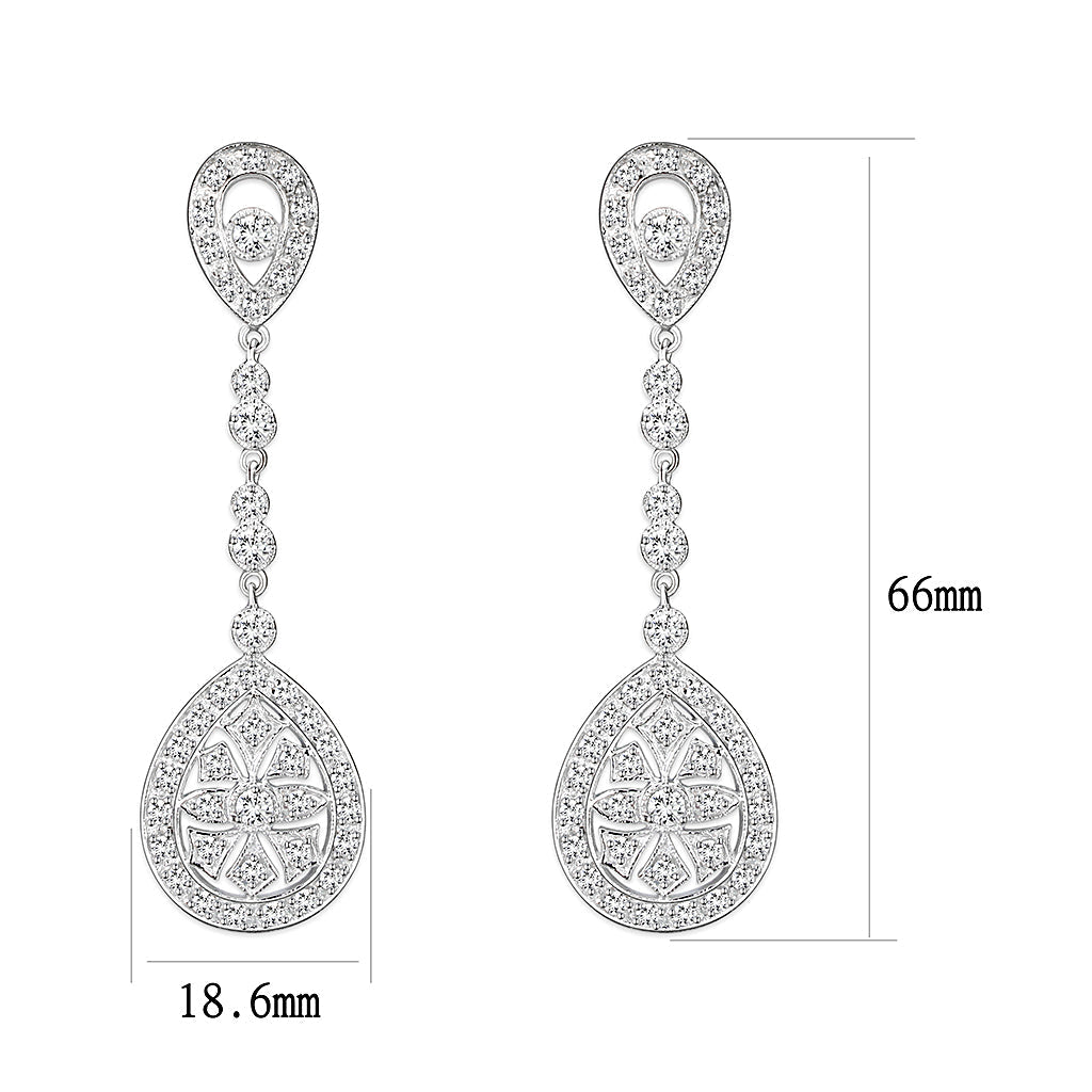 LO5W120 - Brass Earrings with AAA Grade CZ in Clear