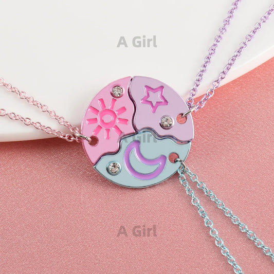 CelestiBond⢠Friendship Necklace šā ā Sun, Moon & Star Connection