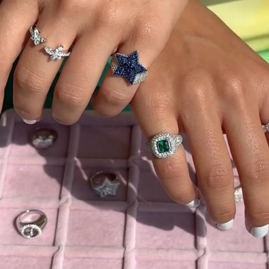 5A Cubic Zirconia Iced Out Bling Ring