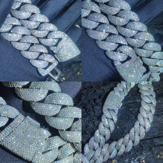 Luxury Jewelry 22mm Diamond Chain Men Iced Out Bling CZ Silver/Gold Plated Rapper Hip Hop Thick Cuban Link Necklace Gift for Him