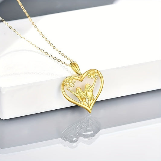 Fashion Sunflower Heart Pendant Necklace