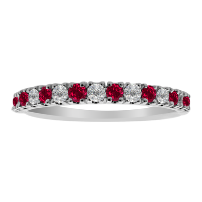 0.17 Rbrd 0.12 Dird 14K White Gold Ruby & Dia Ring Size 7 1.0Dwt