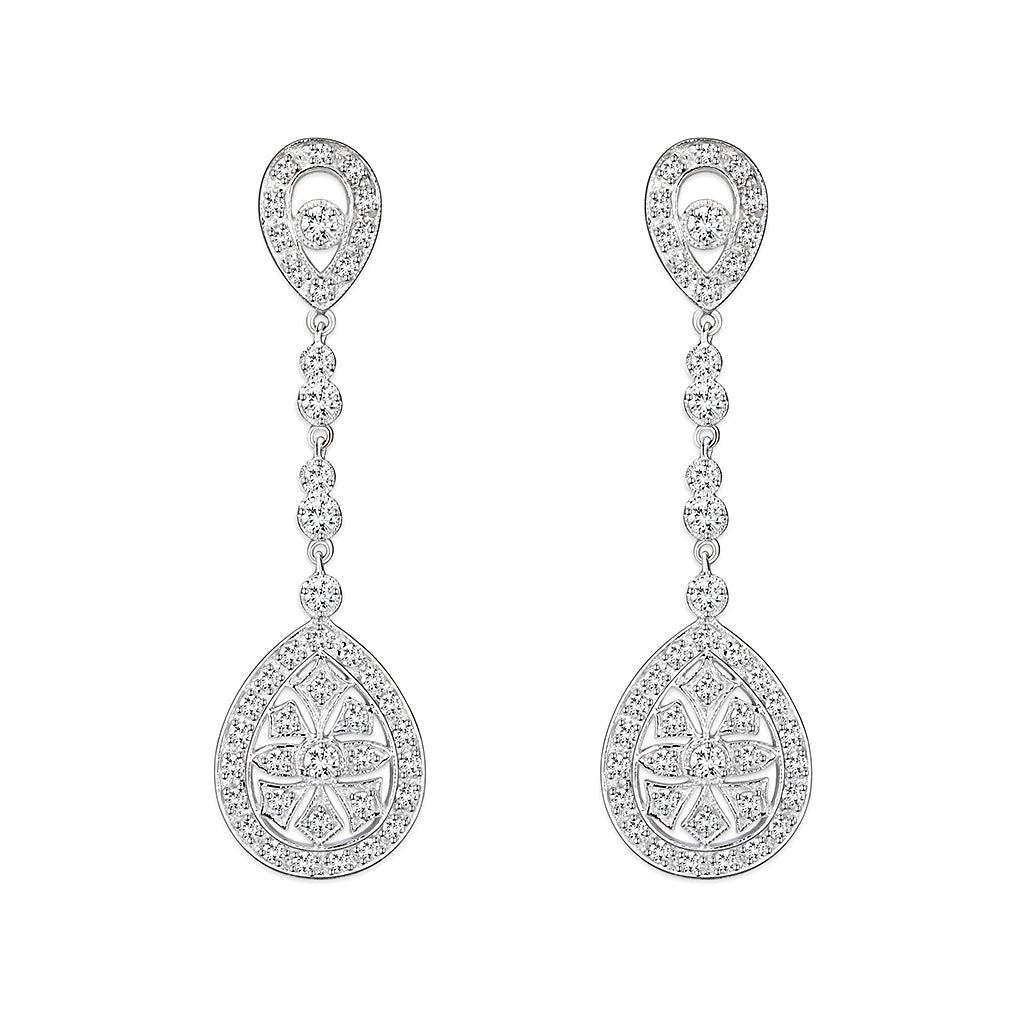 LO5W120 - Brass  Earrings with AAA Grade CZ  in Clear