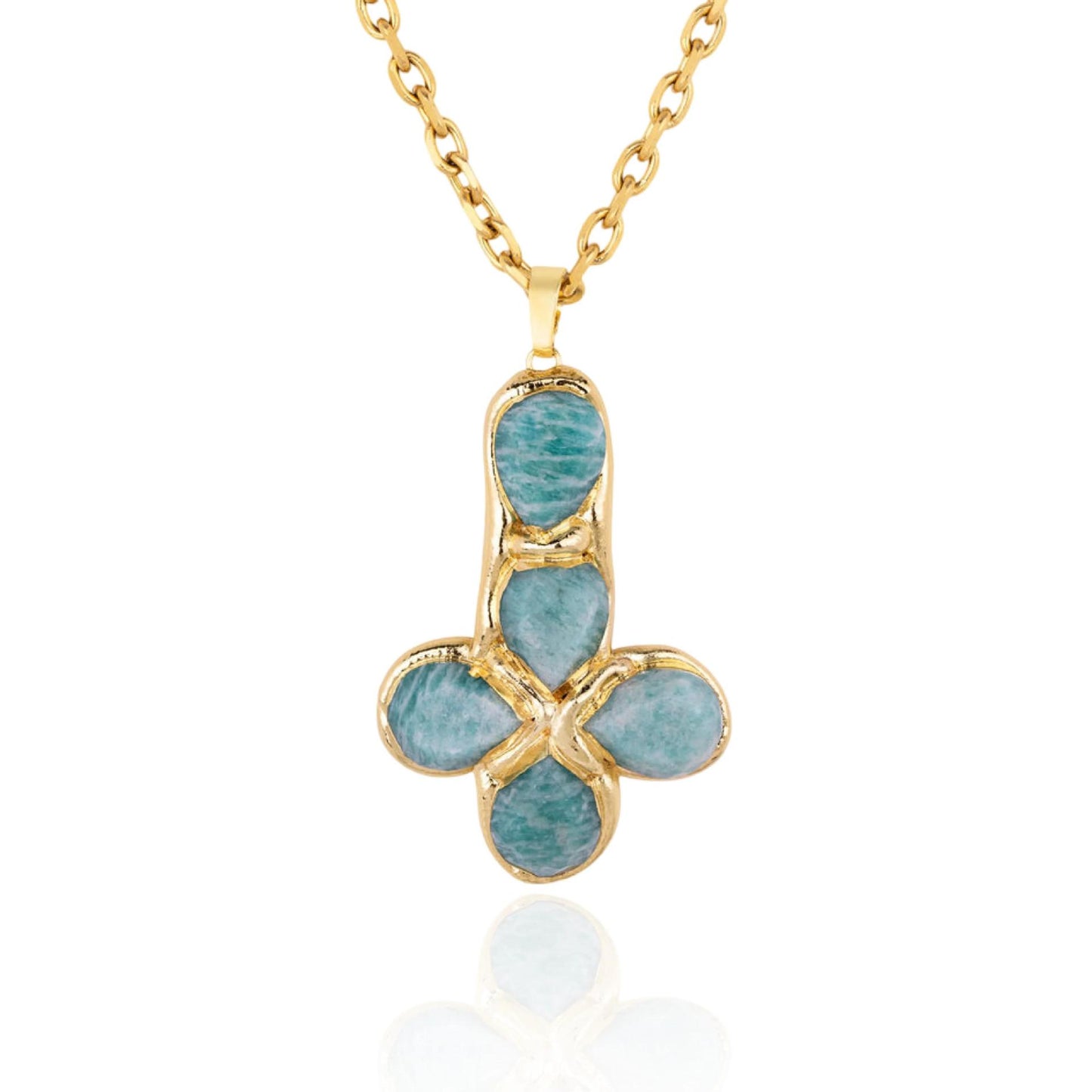 Titanium Steel Goose Soft Stone Cross Zircon Pendant Necklace I