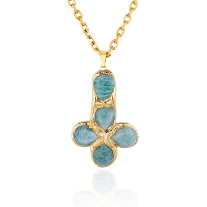 Titanium Steel Goose Soft Stone Cross Zircon Pendant Necklace I