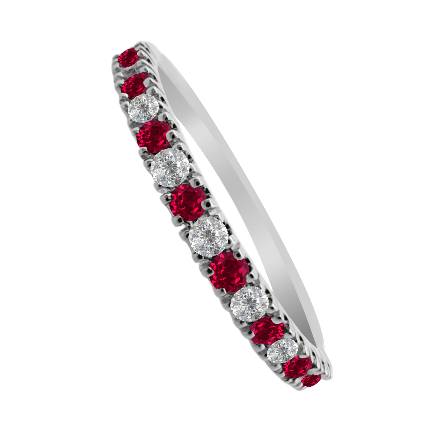 0.17 Rbrd 0.12 Dird 14K White Gold Ruby & Dia Ring Size 7 1.0Dwt