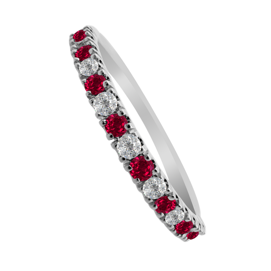 0.17 Rbrd 0.12 Dird 14K White Gold Ruby & Dia Ring Size 7 1.0Dwt