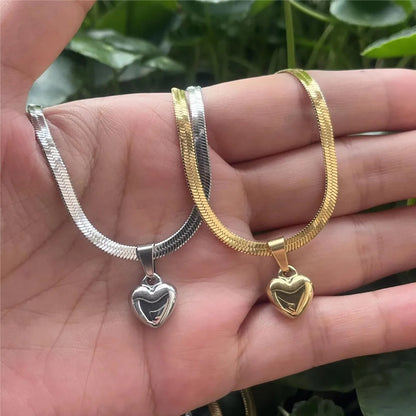 Romantic Titanium Stainless Steel Lovely Heart Charm Necklaces Jewelry