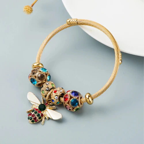 Multi-Element Stainless Steel Circle Love Bracelet – Beaded Charm Gift