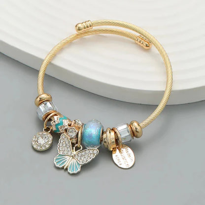Multi-Element Stainless Steel Circle Love Bracelet – Beaded Charm Gift