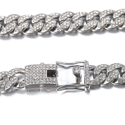 Watch + Bracelet for Women Cuban Chain Charm Bracelet Iced Out Watch