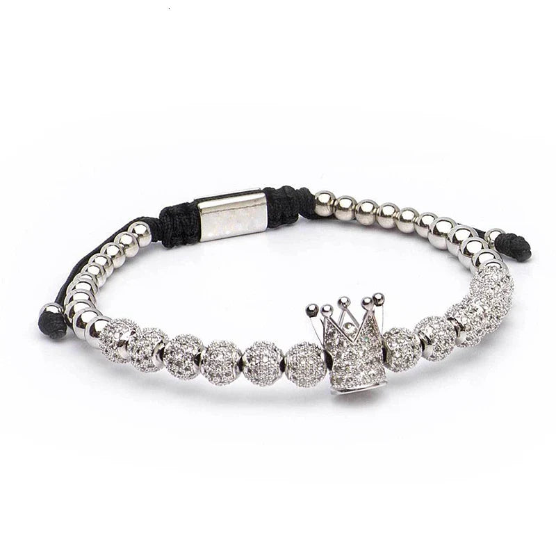 Luxury Roman Royal Crown Charm Bracelet Braided Adjustable Men Jewelry