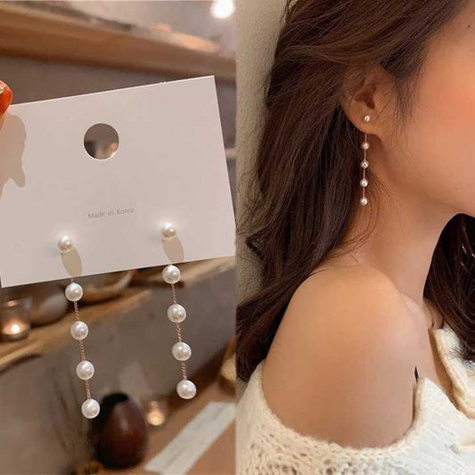 Long Tassel Pearl Earrings