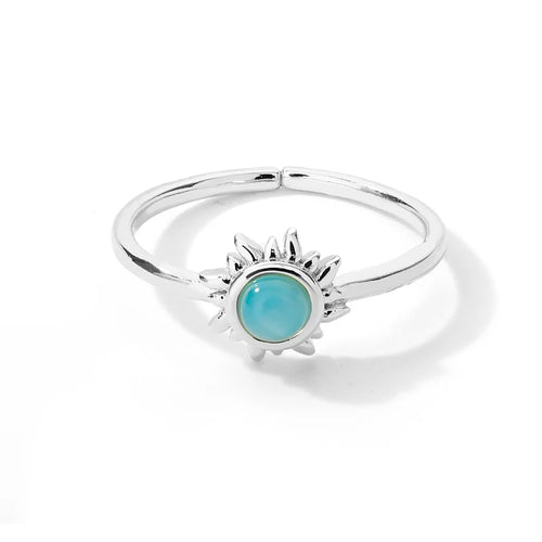 Stainless Steel Sun Opal Rings For Women Gold Color Couple Rings