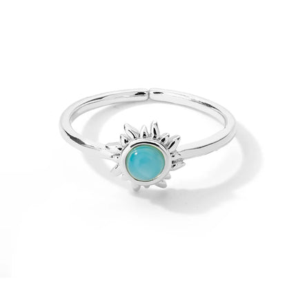 Stainless Steel Sun Opal Rings For Women Gold Color Couple Rings