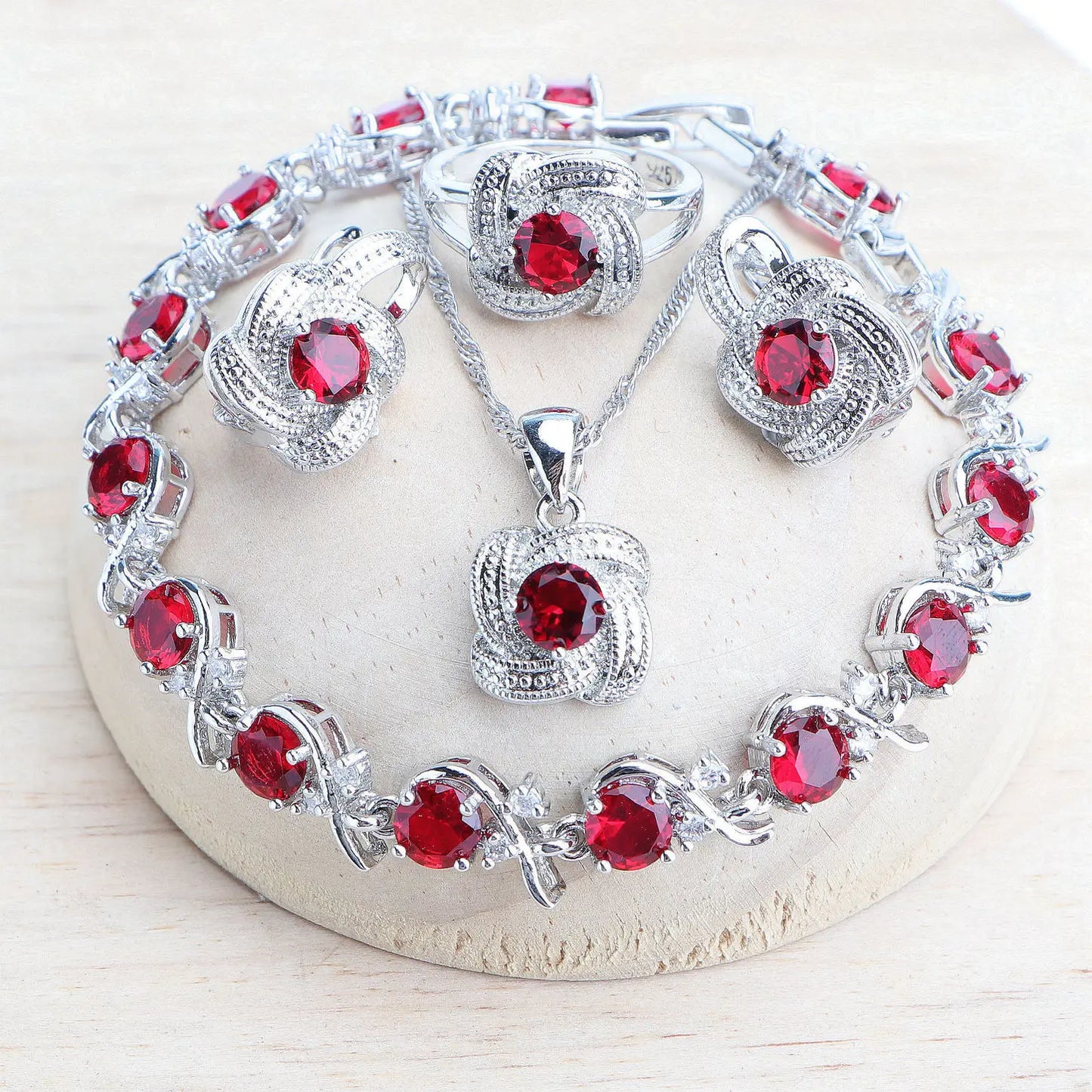 Birthstone Jewelry Set – 5 Piece Set in 925 Sterling Silver