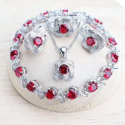 Birthstone Jewelry Set – 5 Piece Set in 925 Sterling Silver