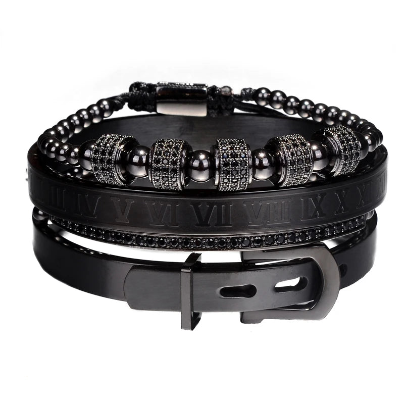Luxury Roman Royal Crown Charm Bracelet Braided Adjustable Men Jewelry