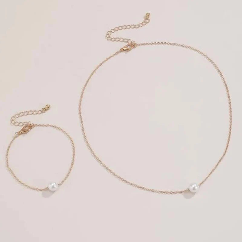 Hot White Pearl Jewelry Sets Necklace Bracelet Big Pearl Sets Unquie