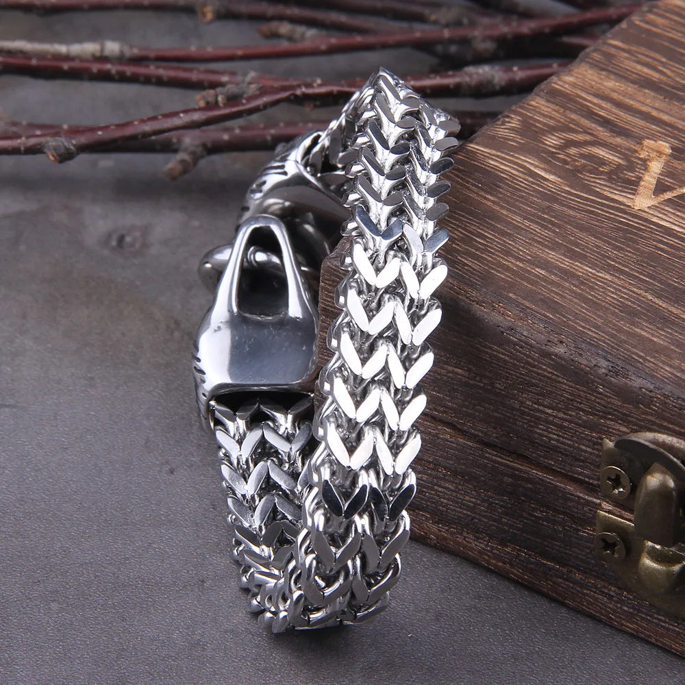 Rock Viking Wolf Charm Bracelet