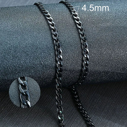 Vnox Men's Cuban Link Chain Necklace Stainless Steel Black Gold Color Male Choker colar Jewelry Gifts for Him