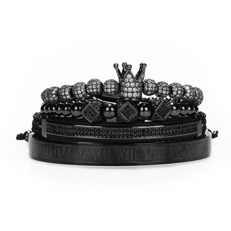 Luxury Roman Royal Crown Charm Bracelet Braided Adjustable Men Jewelry