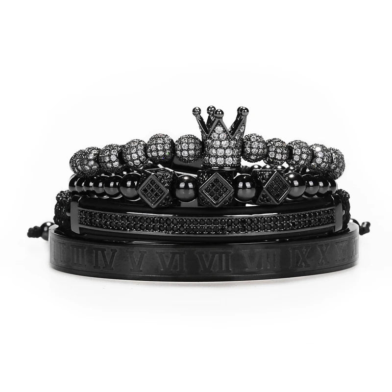 Luxury Roman Royal Crown Charm Bracelet Braided Adjustable Men Jewelry