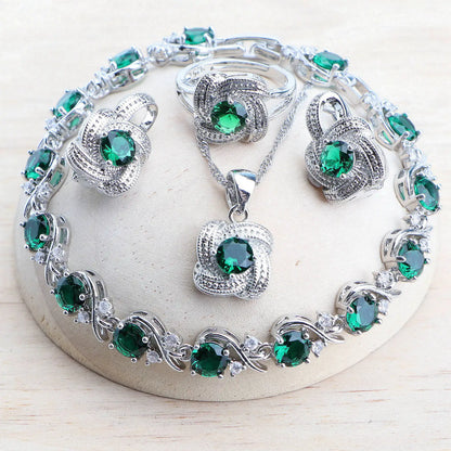 Birthstone Jewelry Set – 5 Piece Set in 925 Sterling Silver