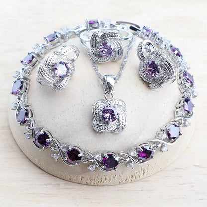 Birthstone Jewelry Set – 5 Piece Set in 925 Sterling Silver