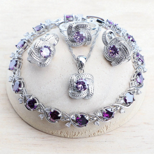 Birthstone Jewelry Set – 5 Piece Set in 925 Sterling Silver