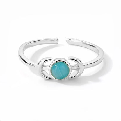 Stainless Steel Sun Opal Rings For Women Gold Color Couple Rings