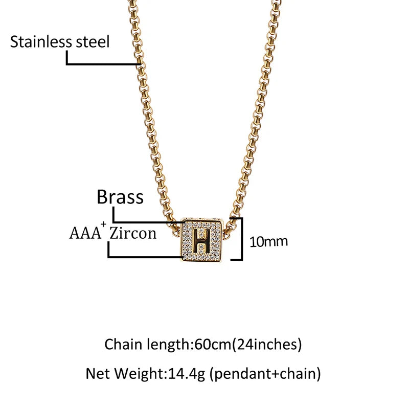 Custom Personality Letter Name Cube Pendants Necklaces for Men Hip Hop