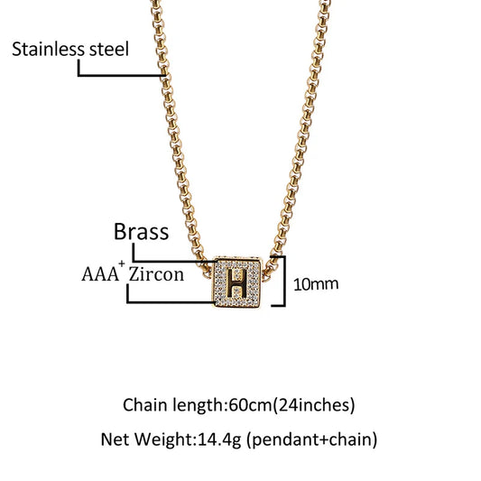 Custom Personality Letter Name Cube Pendants Necklaces for Men Hip Hop
