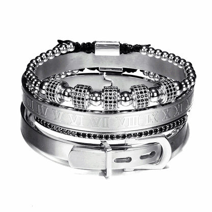 Luxury Roman Royal Crown Charm Bracelet Braided Adjustable Men Jewelry