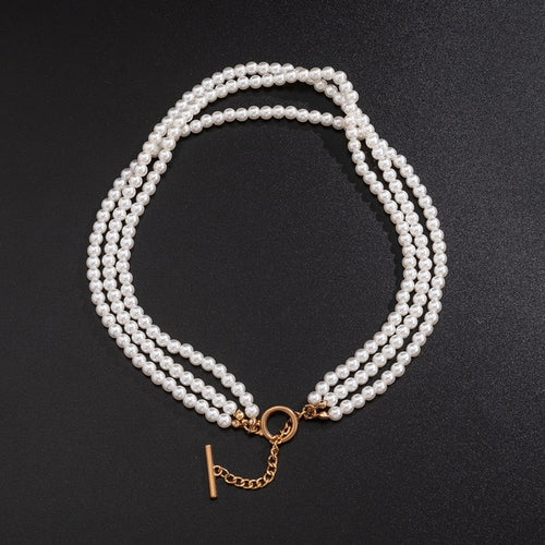 Fashion Women Necklace Multi Layer Pearl | Multi Layers Pearl Silver