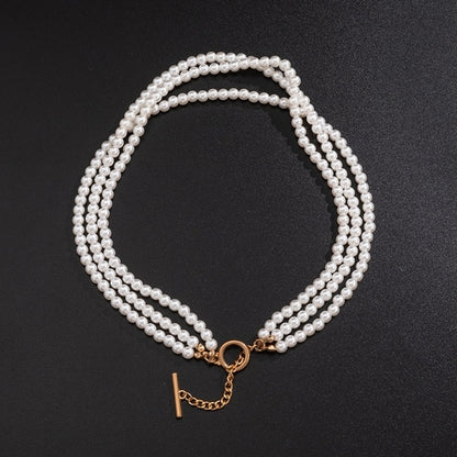 Fashion Women Necklace Multi Layer Pearl | Multi Layers Pearl Silver