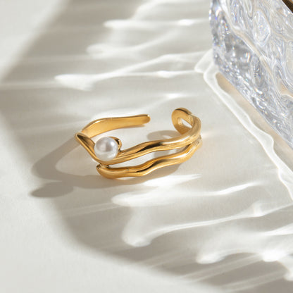 Stainless Steel Pearl Ring High-grade Ins Ring