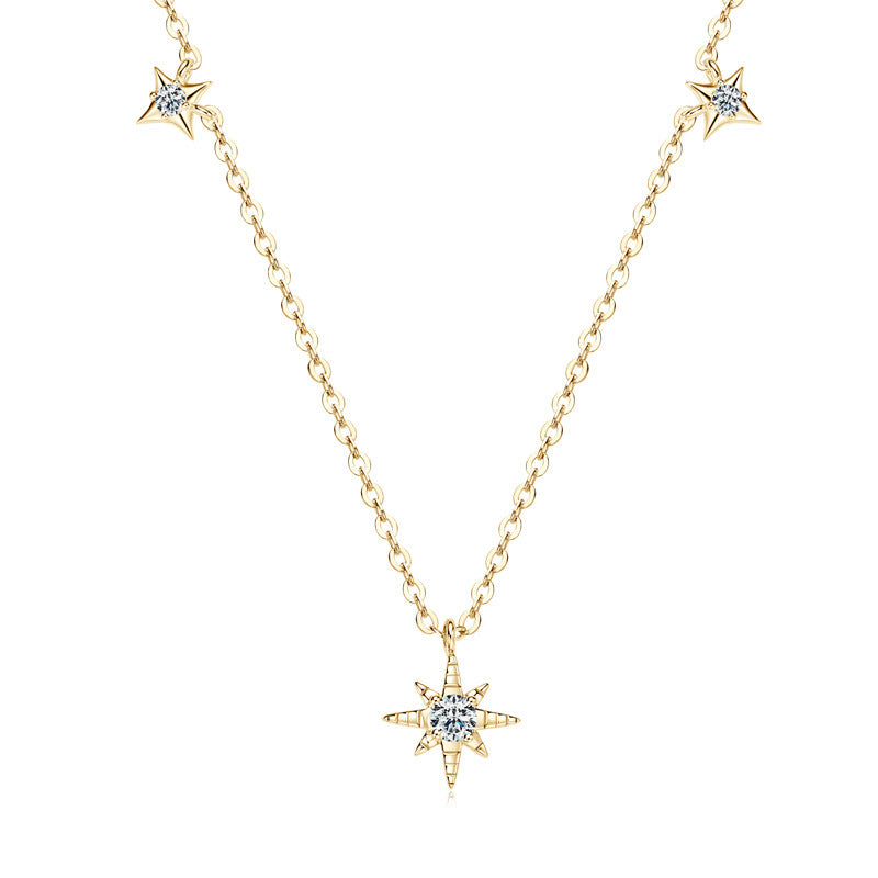 Personalized Fashion S925 Sterling Silver Moissanite Niche Starry Necklace
