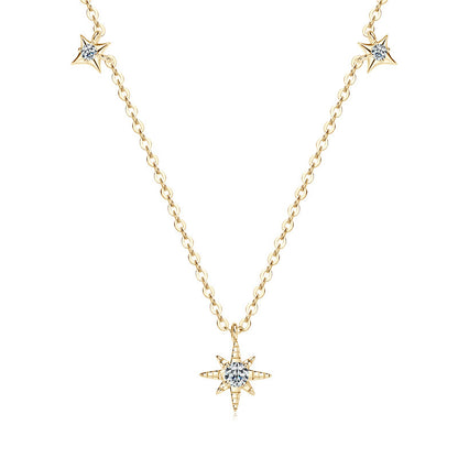Personalized Fashion S925 Sterling Silver Moissanite Niche Starry Necklace