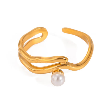 Stainless Steel Pearl Ring High-grade Ins Ring