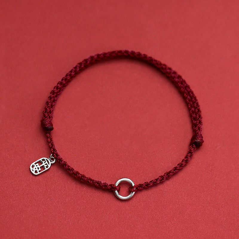 Women's S925 Sterling Silver Pendant For Safety Red Rope Bracelet