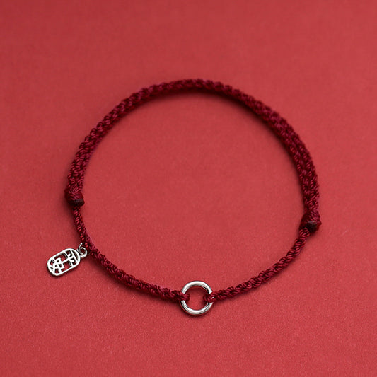 Women's S925 Sterling Silver Pendant For Safety Red Rope Bracelet