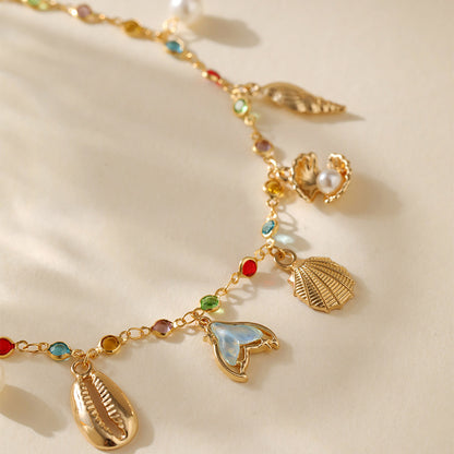 Bohemian Anklet Copper Plating 18K Real Gold Chain