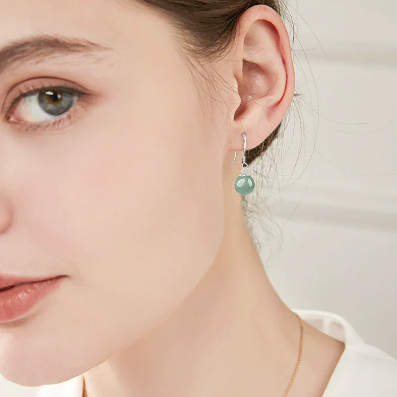 925 Sterling Silver Natural Grade A Jadeite Bead Pendant Earrings – Certified Authentic Jade Jewelry