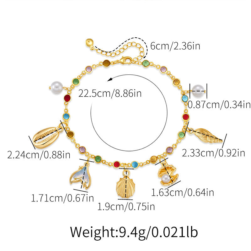 Bohemian Anklet Copper Plating 18K Real Gold Chain
