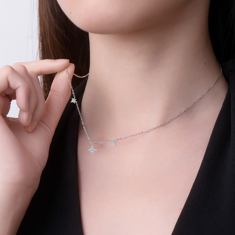 Personalized Fashion S925 Sterling Silver Moissanite Niche Starry Necklace