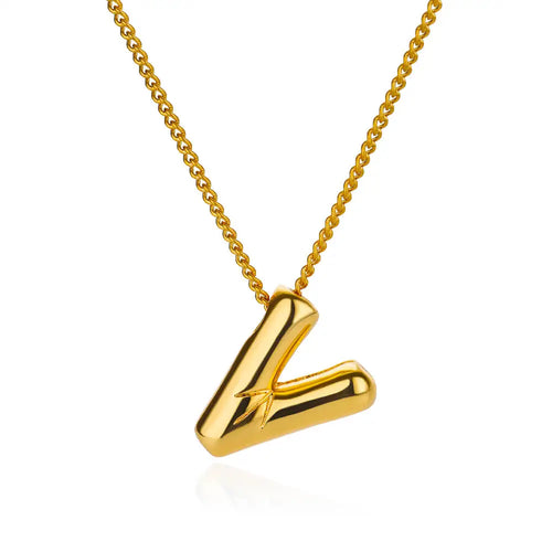 Stainless Steel Collares Chunky Alphabet Balloon 3D Letter Initials