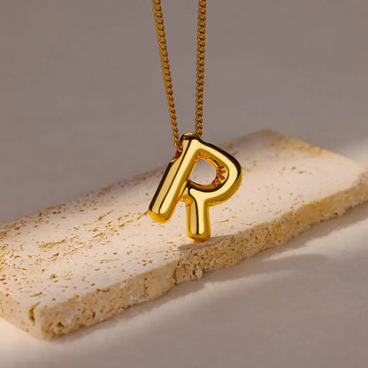 Stainless Steel Collares Chunky Alphabet Balloon 3D Letter Initials